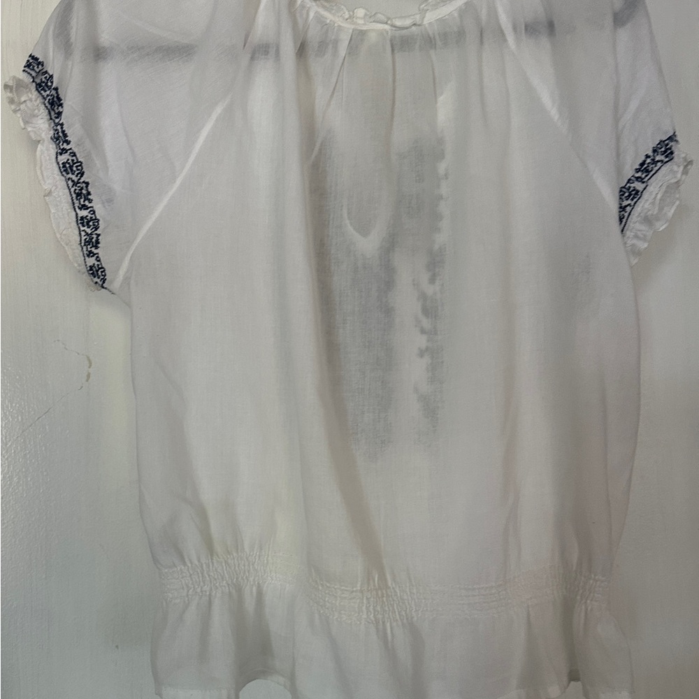 Embroidered Short Sleeve Peasant Top - Picture 8 of 8